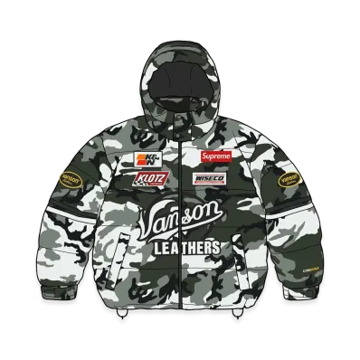 Supreme x Vanson Leathers Cordura Down Jacket "Snow Camo"