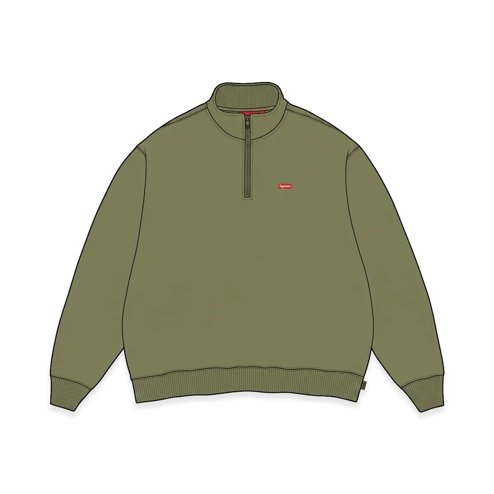 Supreme Small Box Half Zip Pullover "Light Olive"
