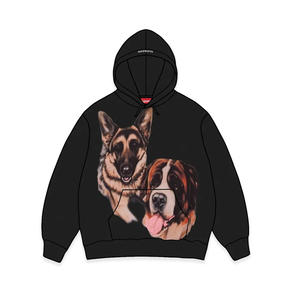 Supreme Dogs Hooded Sweatshirt "Black"