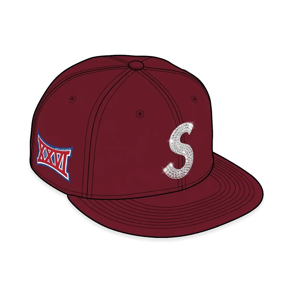 Supreme Swarovski S Logo New Era "Cardinal"