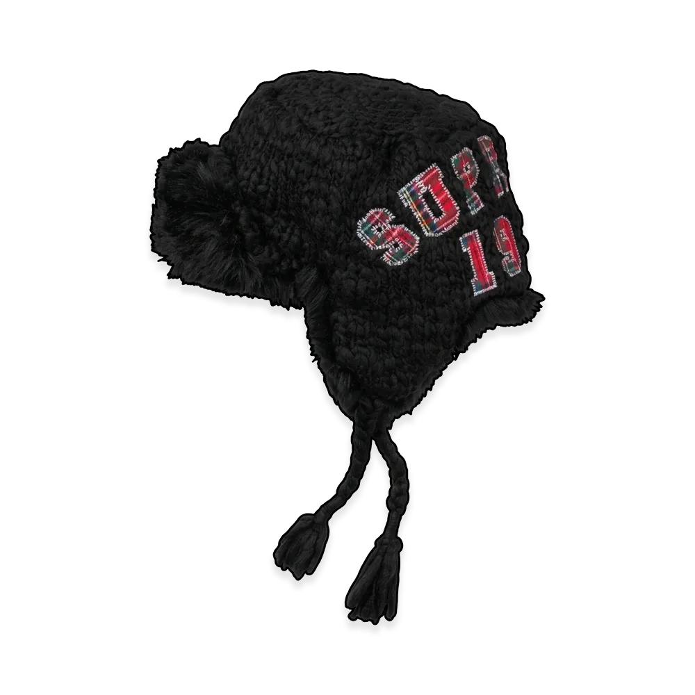 Supreme Crochet Earflap Beanie "Black"