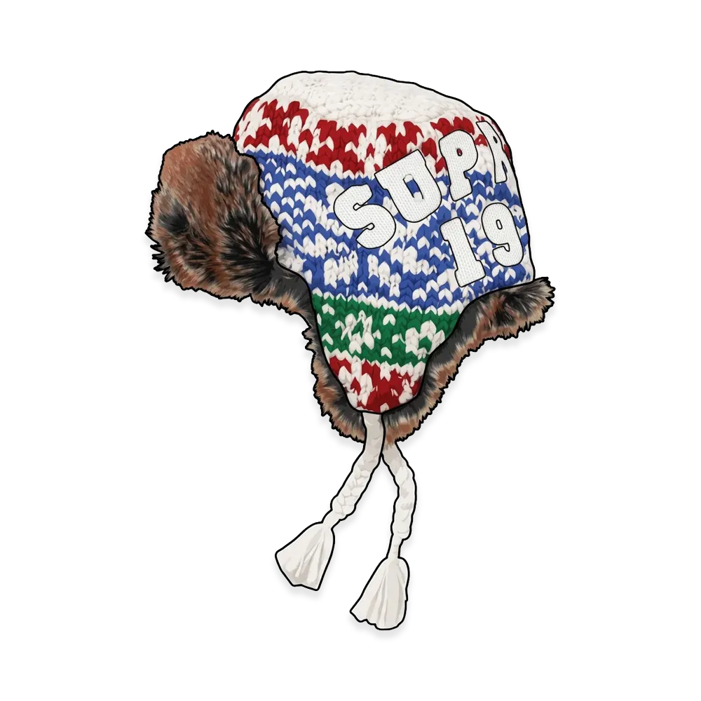 Supreme Crochet Earflap Beanie "Multicolor"
