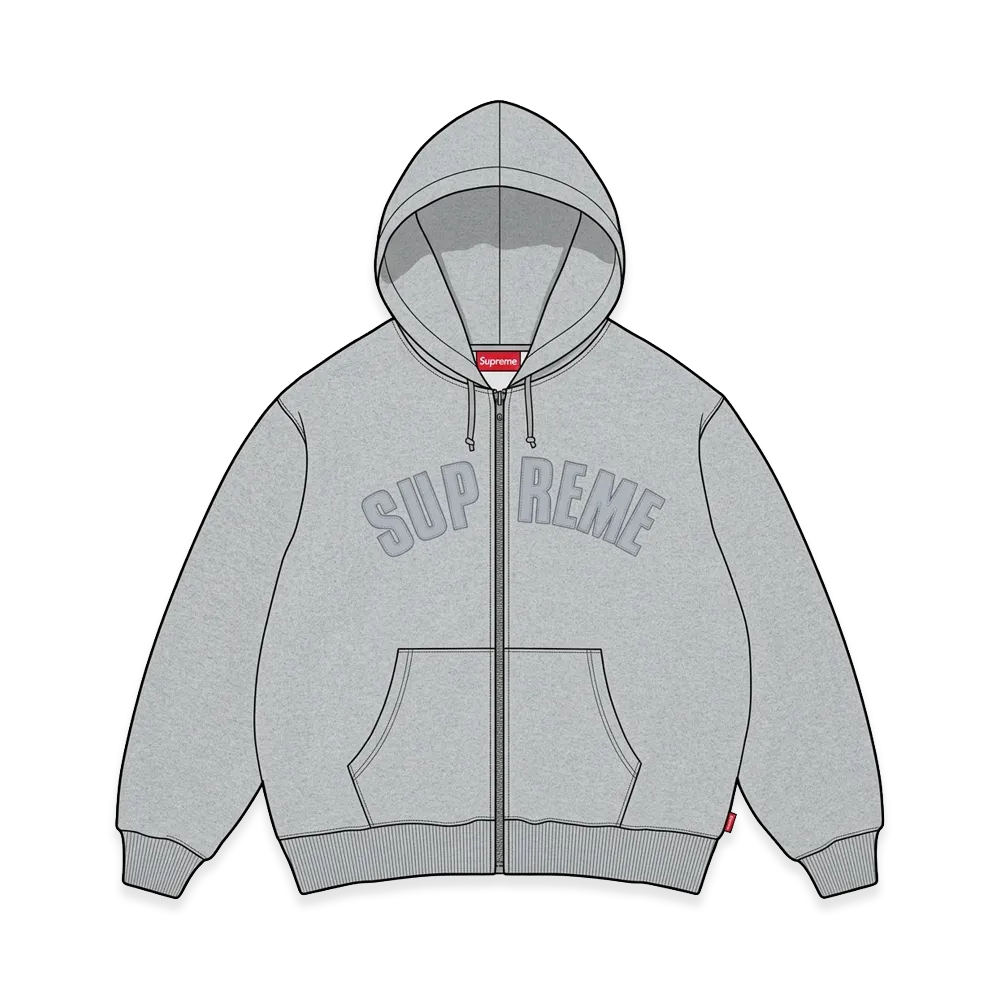 Supreme Arc Thermal Lined Zip Up Hooded Sweatshirt "Heather Grey"