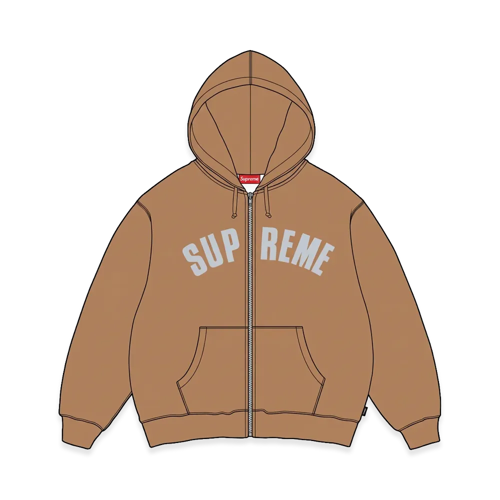 Supreme Arc Thermal Lined Zip Up Hooded Sweatshirt "Light Brown"