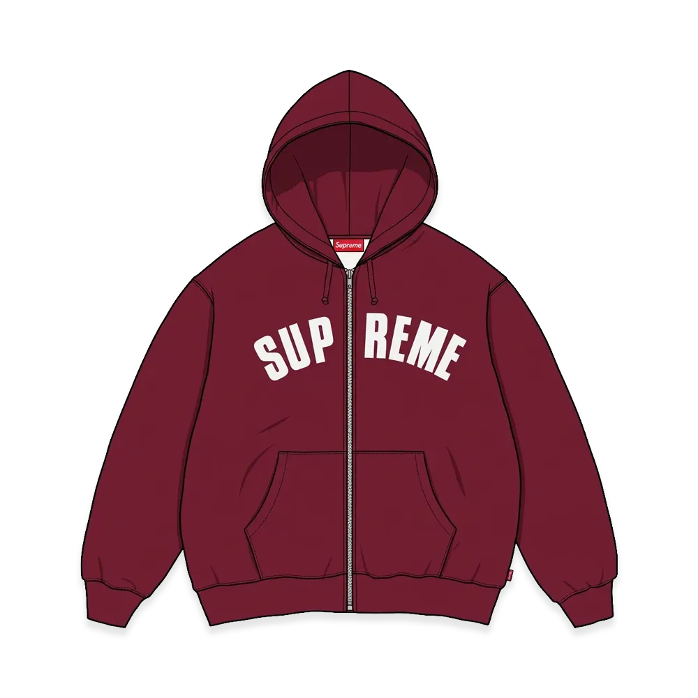 Supreme Arc Thermal Lined Zip Up Hooded Sweatshirt "Cardinal"