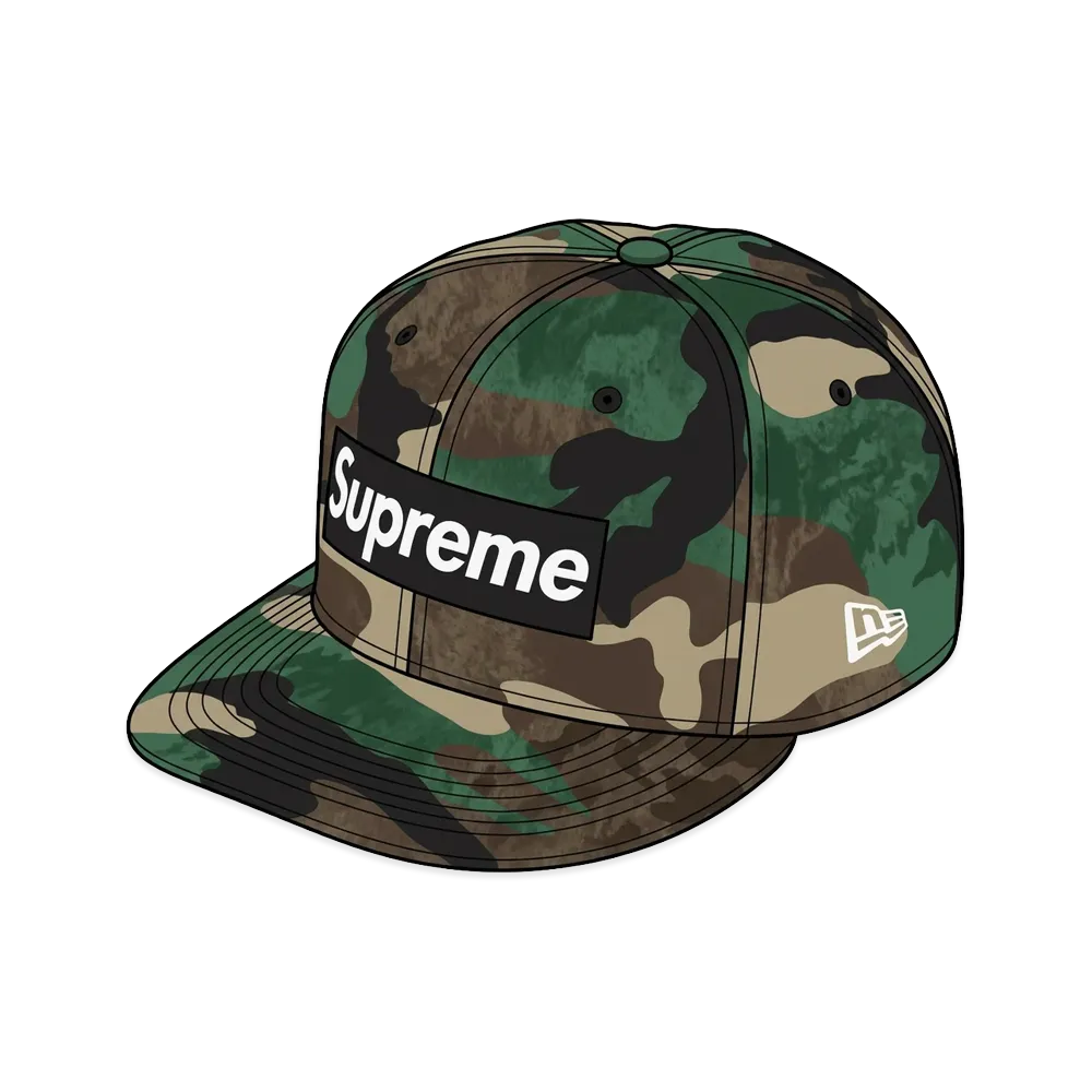 Supreme Crushed Velvet Box Logo New Era "Woodland Camo"