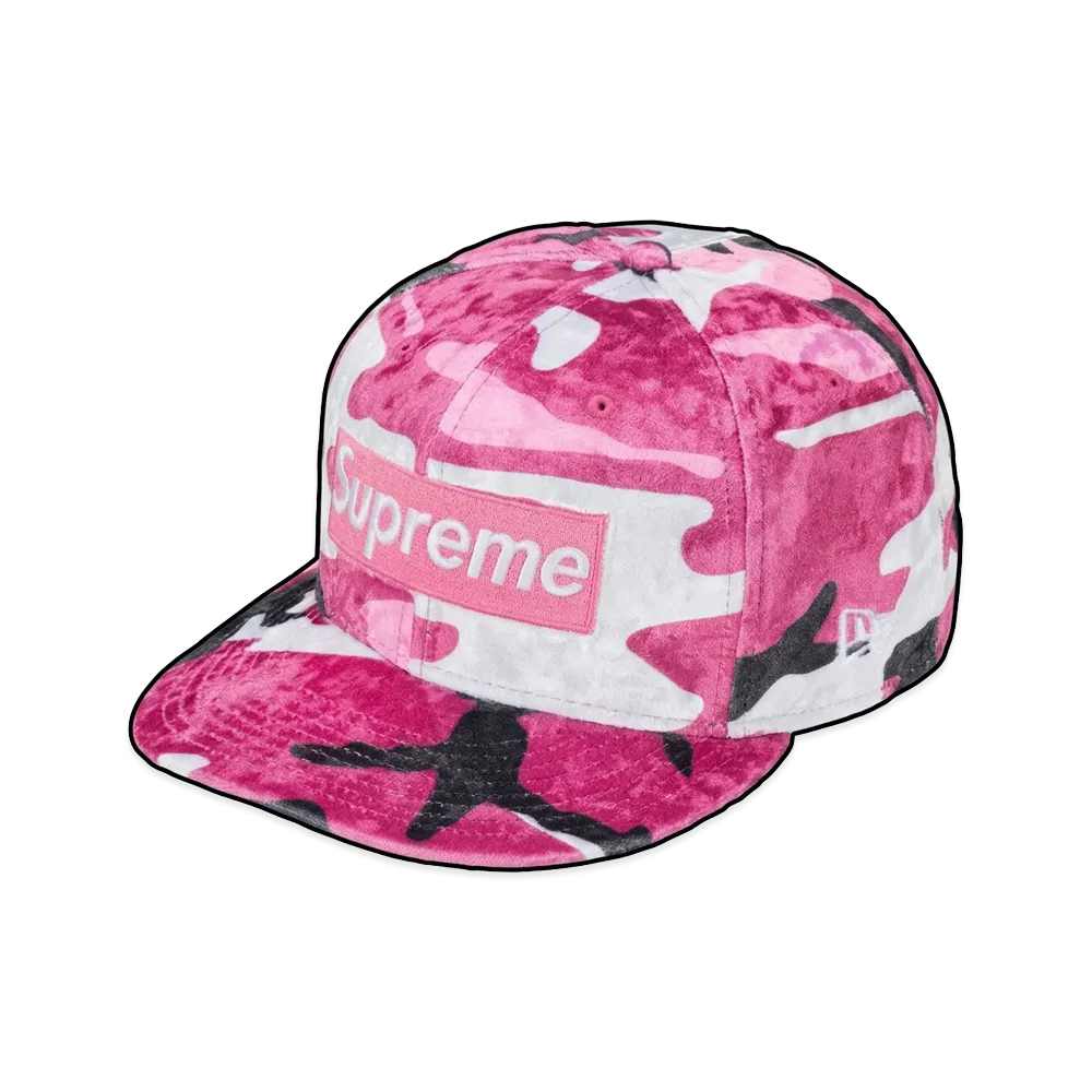 Supreme Crushed Velvet Box Logo New Era "Pink Camo"