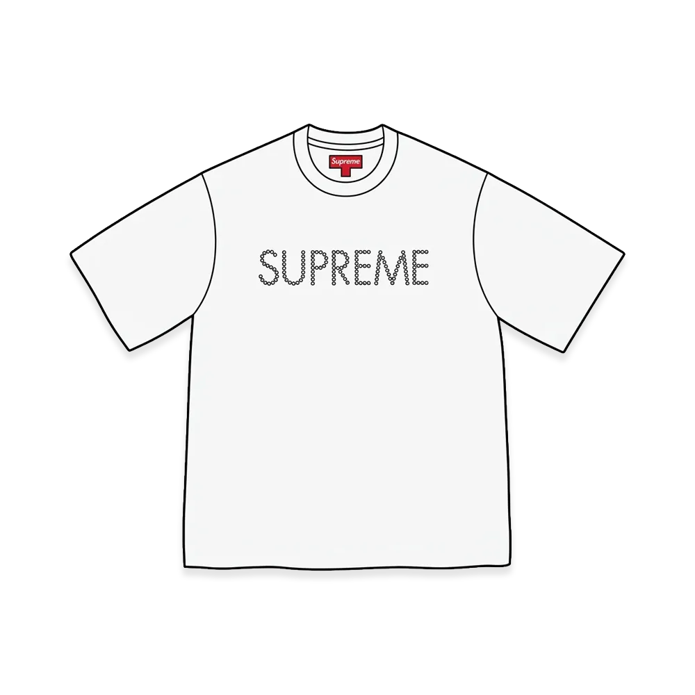 Supreme Hearts Studded S/S Top "White"