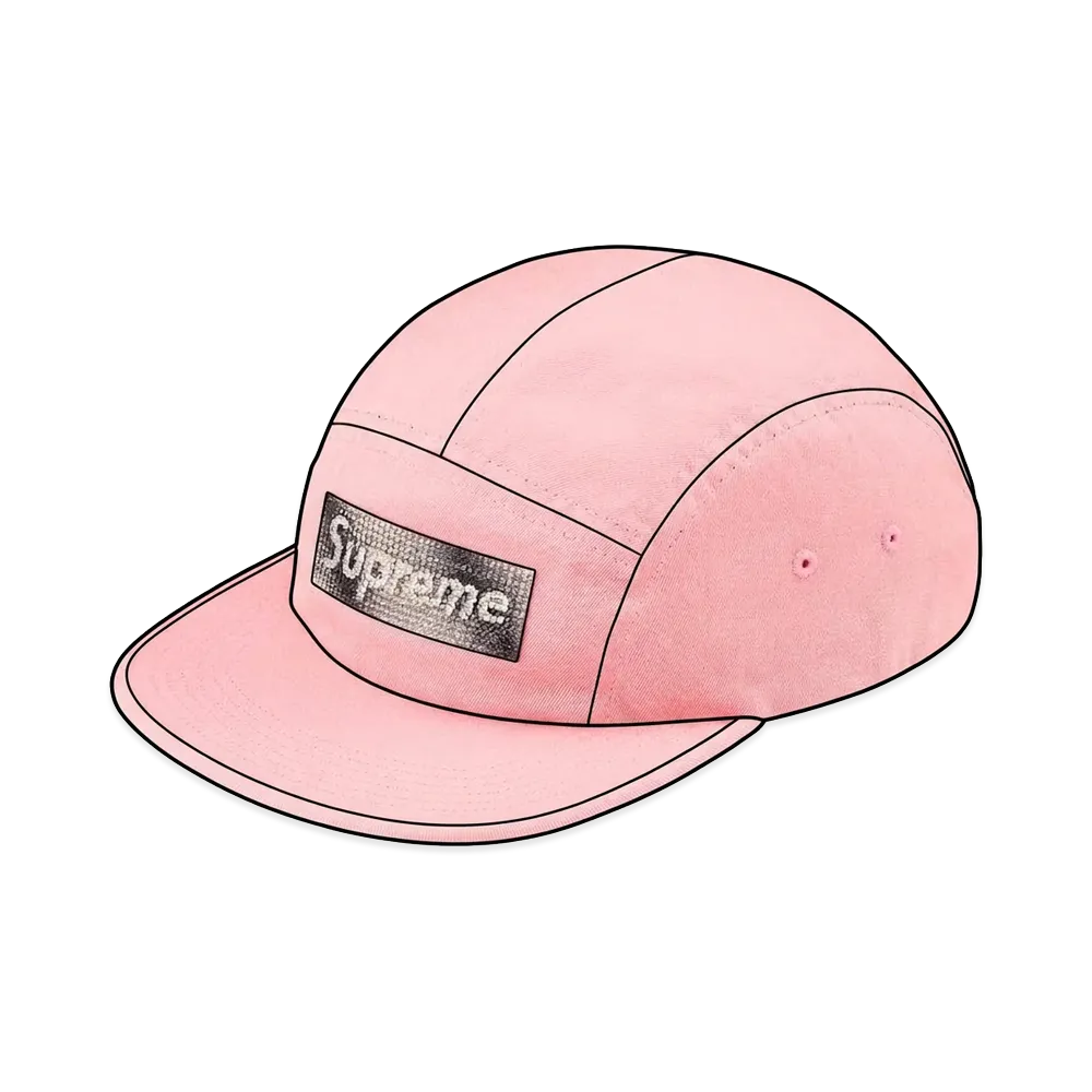 Supreme Rhinestone Label Camp Cap "Pink"