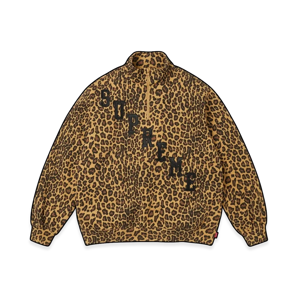 Supreme Slant Applique Half Zip Pullover "Leopard"