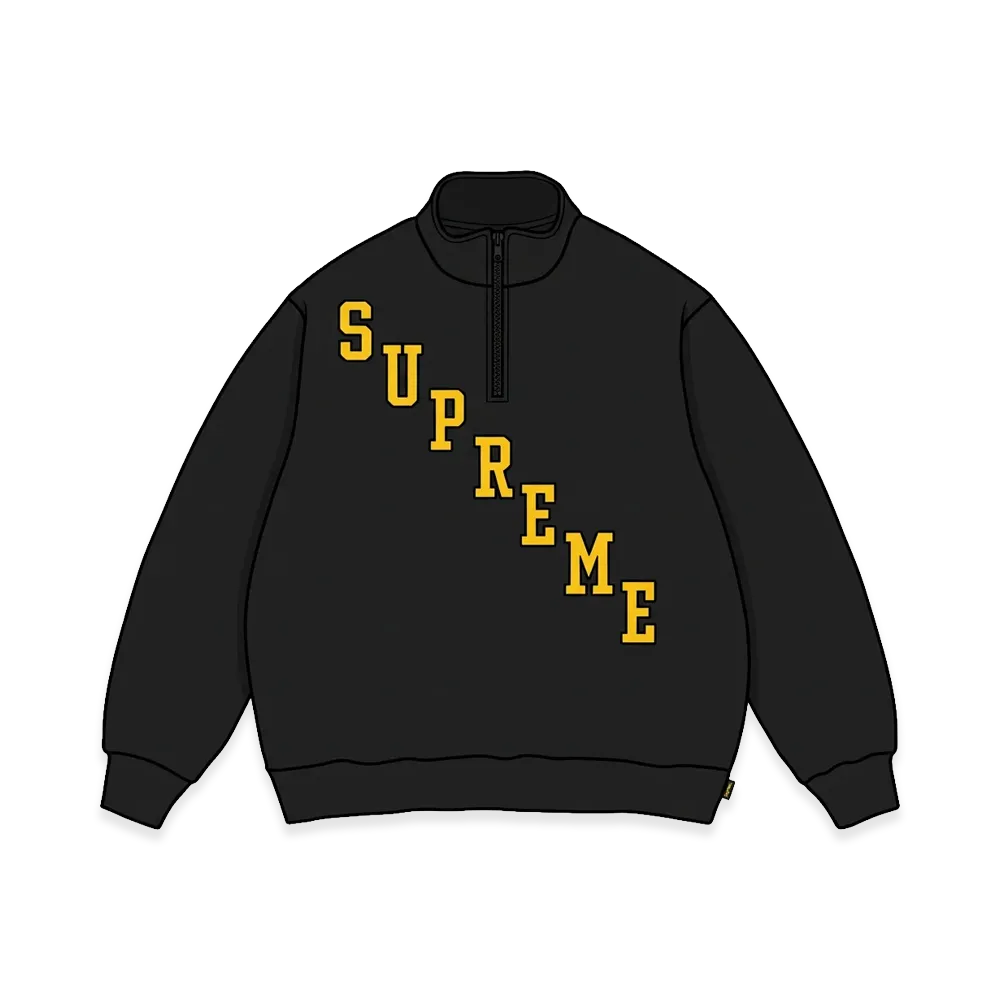 Supreme Slant Applique Half Zip Pullover "Black"