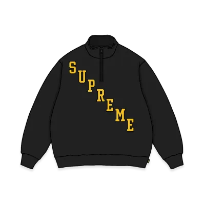Supreme Slant Applique Half Zip Pullover "Black"