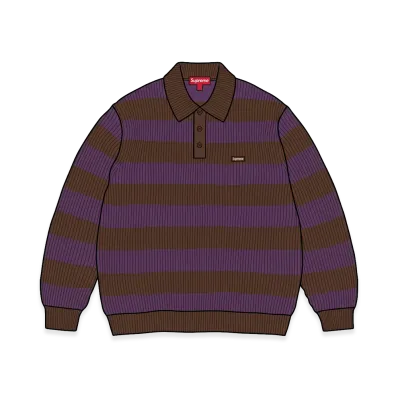 Supreme Small Box Sweater Polo (26FW) "Brown Stripe"