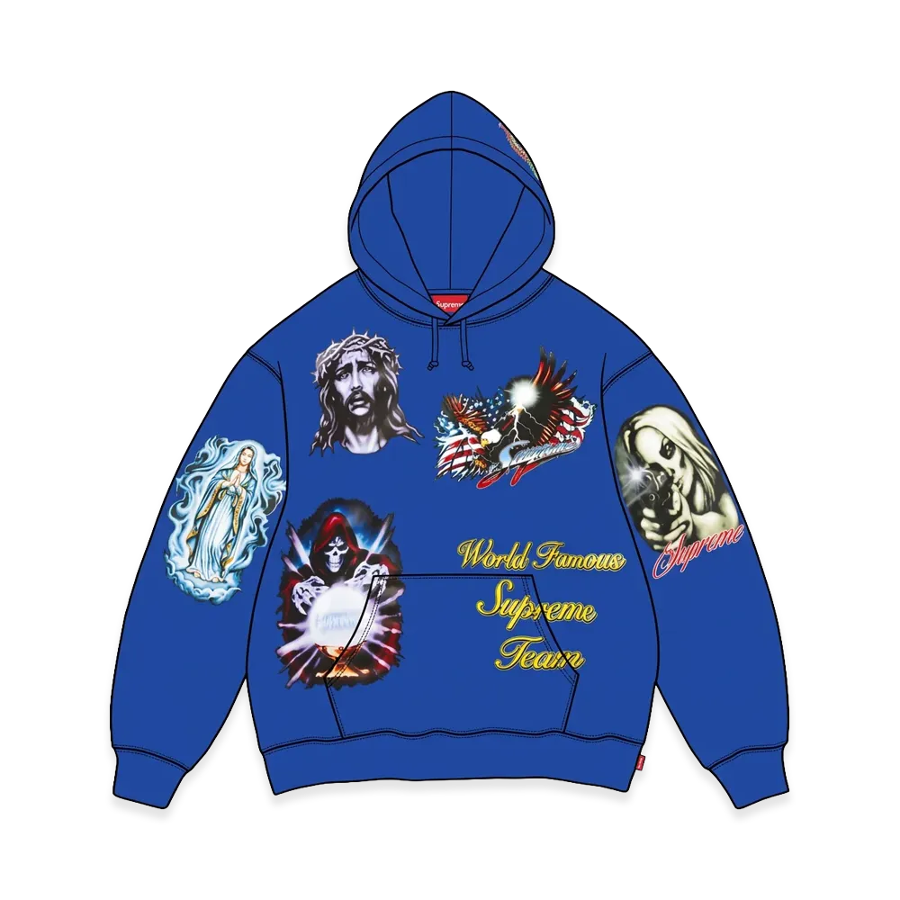 Supreme Stickers Hooded Sweatshirt "Royal"