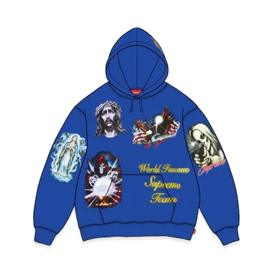 Supreme Stickers Hooded Sweatshirt "Royal"
