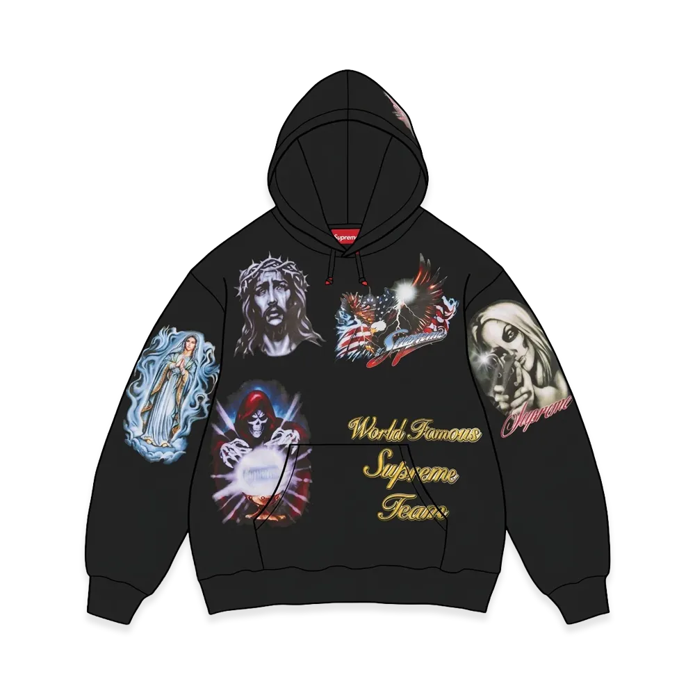 Supreme Stickers Hooded Sweatshirt "Black"