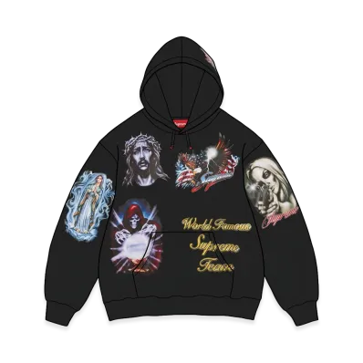 Supreme Stickers Hooded Sweatshirt "Black"