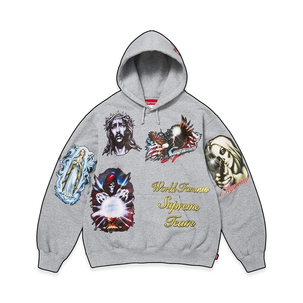 Supreme Stickers Hooded Sweatshirt "Heather Grey"