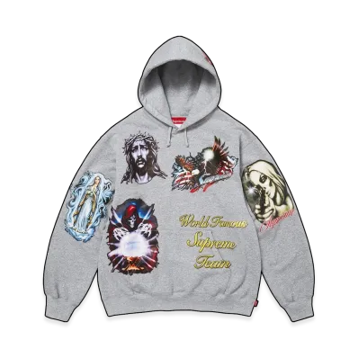 Supreme Stickers Hooded Sweatshirt "Heather Grey"