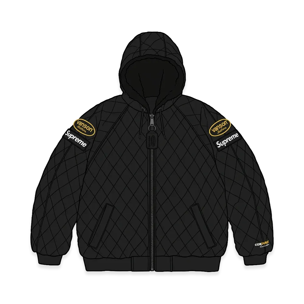 Supreme x Vanson Leathers Reversible Quilted Hooded Jacket "Black"