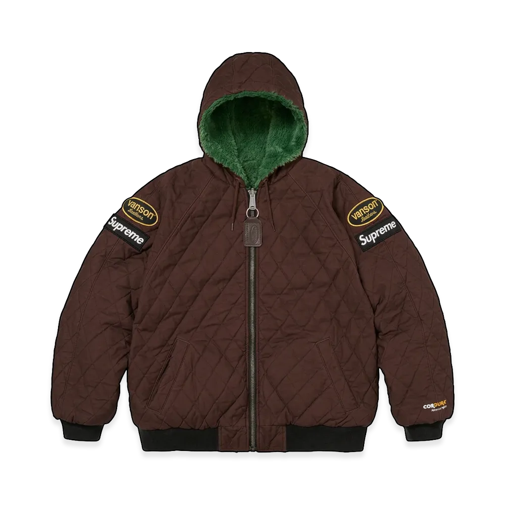Supreme x Vanson Leathers Reversible Quilted Hooded Jacket "Brown"