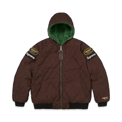 Supreme x Vanson Leathers Reversible Quilted Hooded Jacket "Brown"