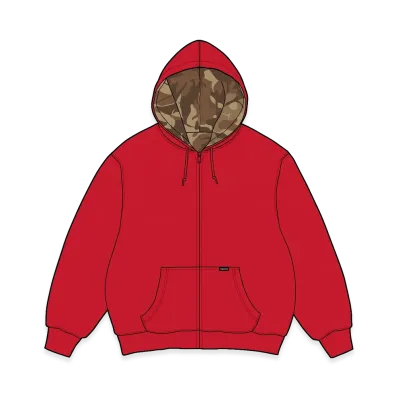 Supreme Reversible Work Zip Up Hooded Sweatshirt "Red"