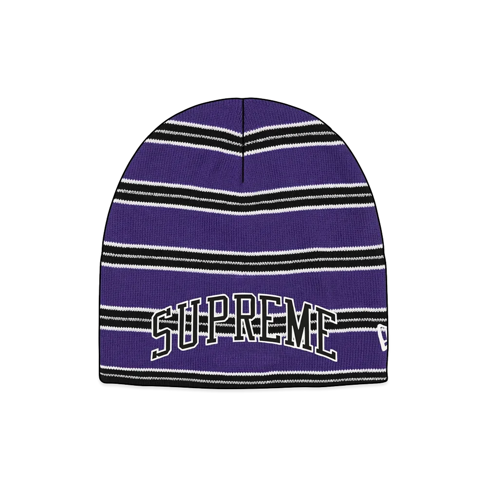 Supreme New Era Stripe Beanie "Purple"