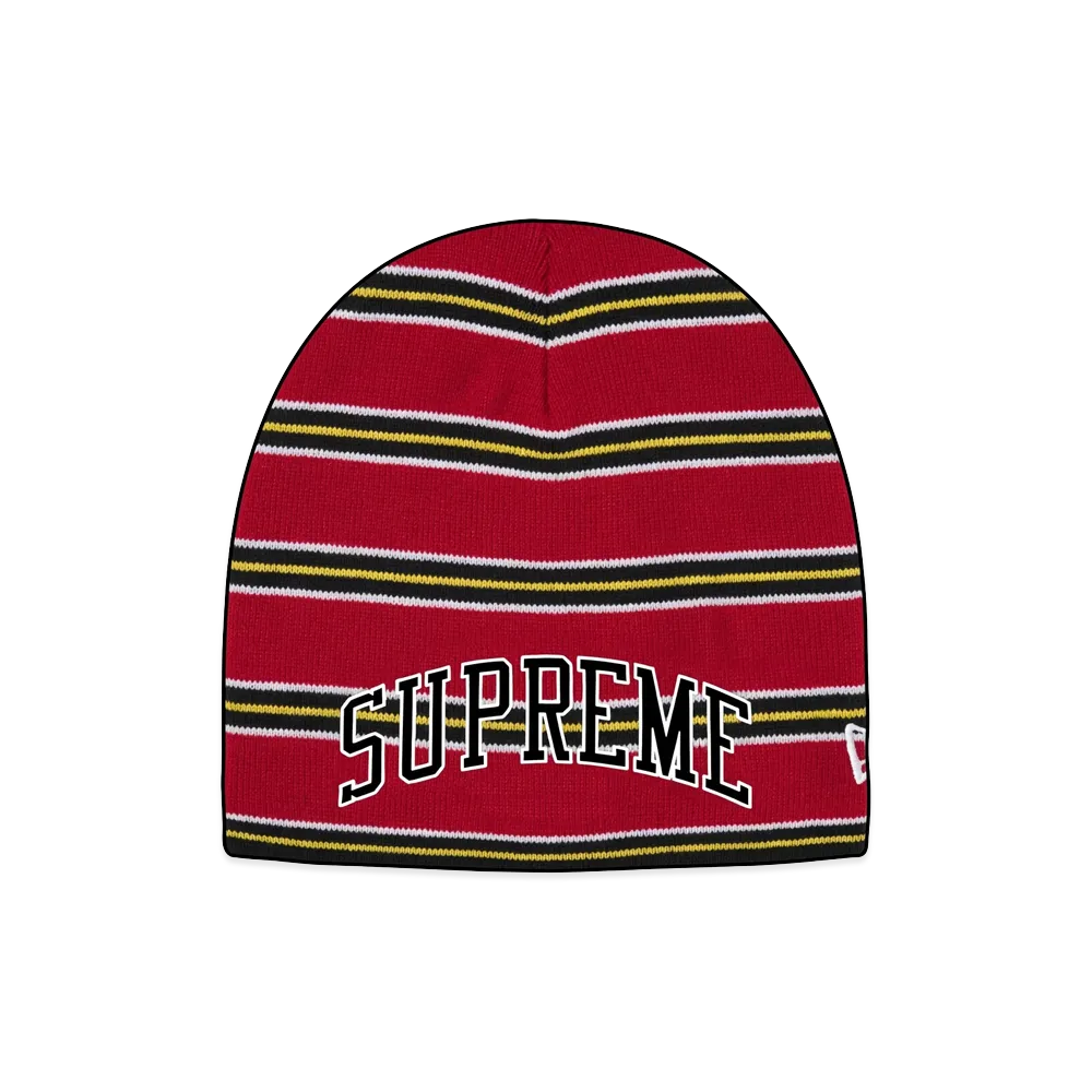 Supreme New Era Stripe Beanie "Red"