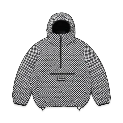 Supreme Micro Down Half Zip Hooded Pullover "White Checkerboard"