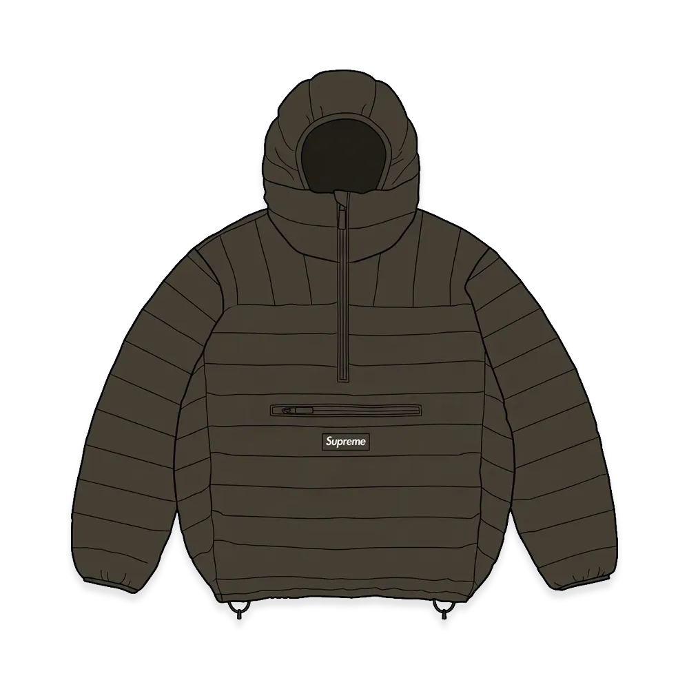 Supreme Micro Down Half Zip Hooded Pullover "Dark Brown"