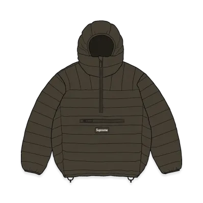 Supreme Micro Down Half Zip Hooded Pullover "Dark Brown"