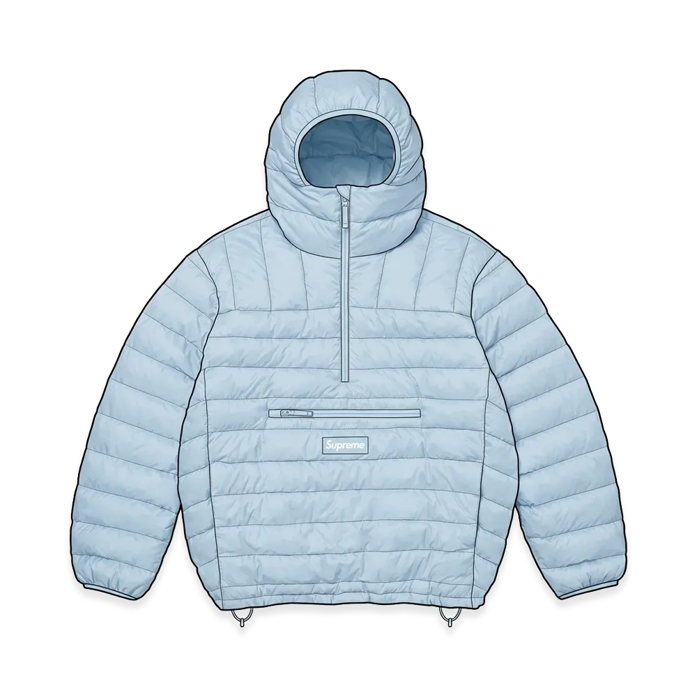 Supreme Micro Down Half Zip Hooded Pullover "Light Blue"