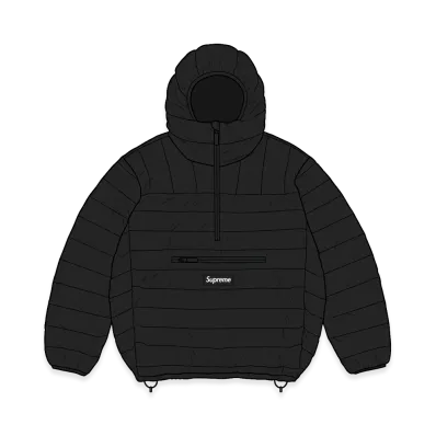 Supreme Micro Down Half Zip Hooded Pullover "Black"