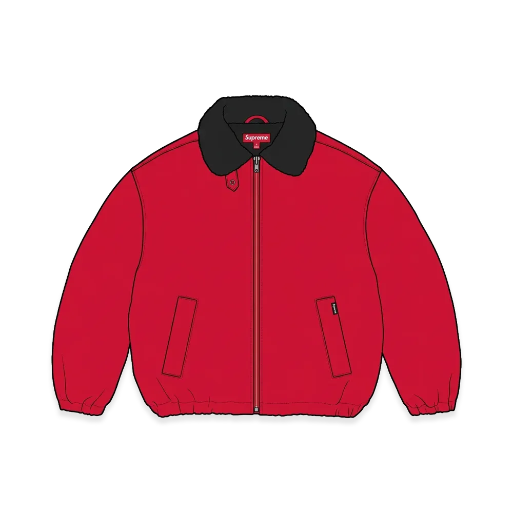 Supreme Faux Shearling Lined Bomber Jacket "Red"