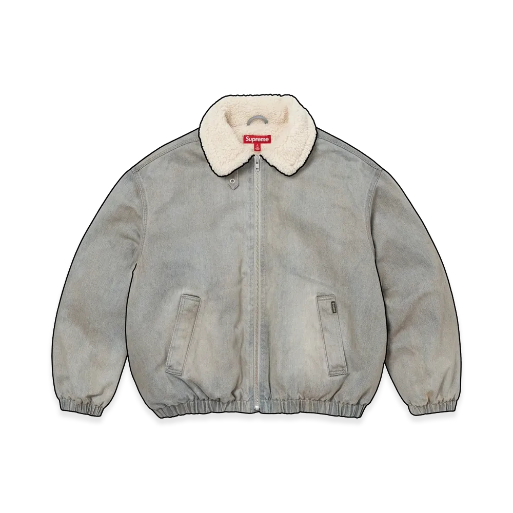 Supreme Faux Shearling Lined Bomber Jacket "Washed Grey"