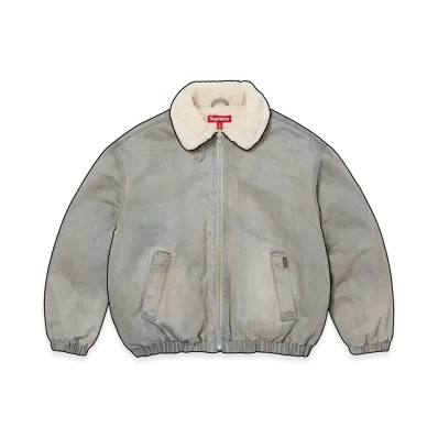 Supreme Faux Shearling Lined Bomber Jacket "Washed Grey"