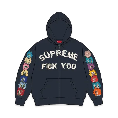 Supreme Fuck You Zip Up Hooded Sweatshirt "Navy"