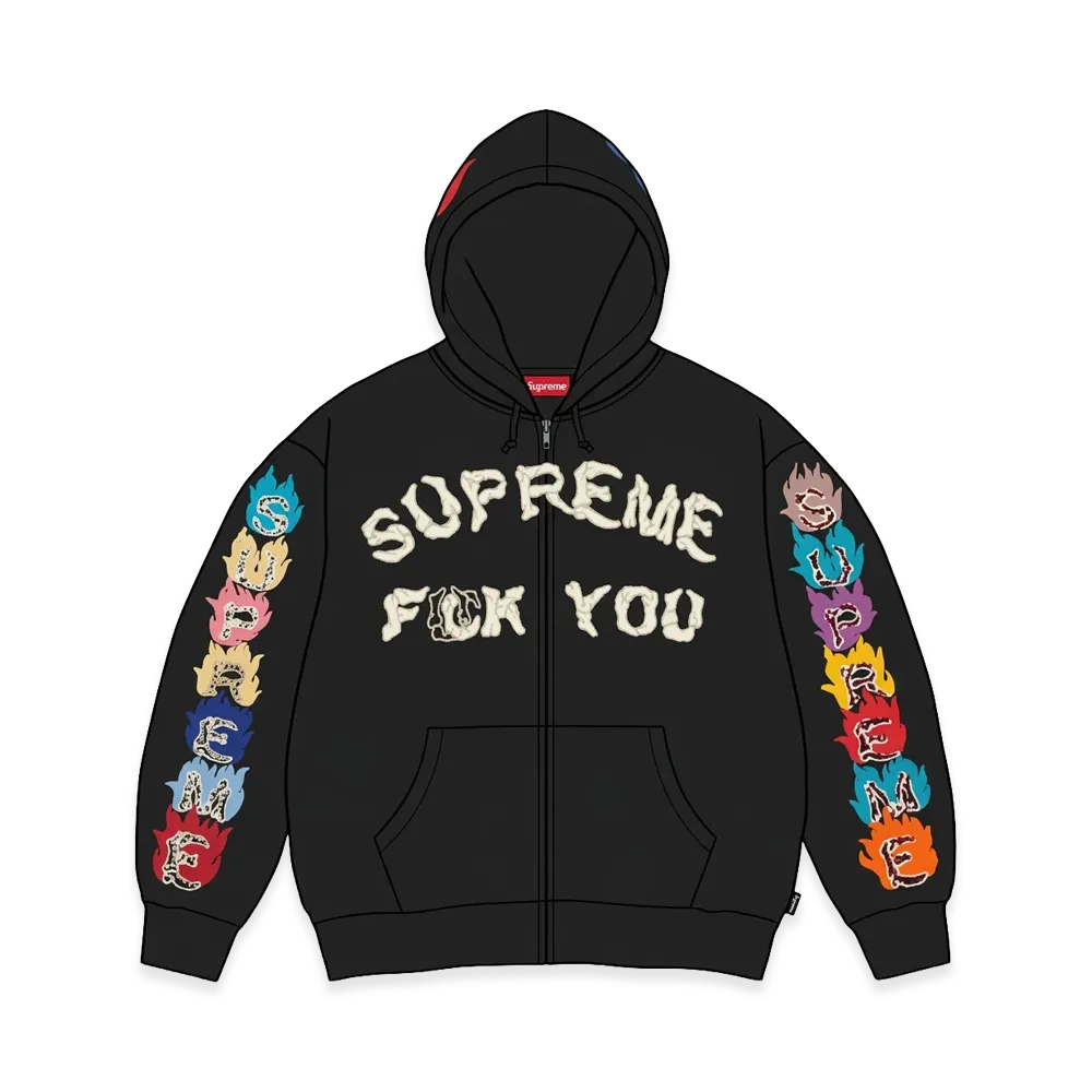 Supreme Fuck You Zip Up Hooded Sweatshirt "Black"