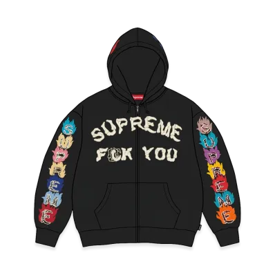 Supreme Fuck You Zip Up Hooded Sweatshirt "Black"