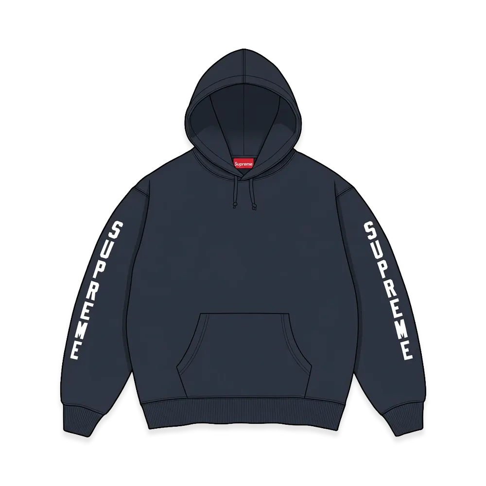 Supreme Washed Logo Hooded Sweatshirt "Navy"