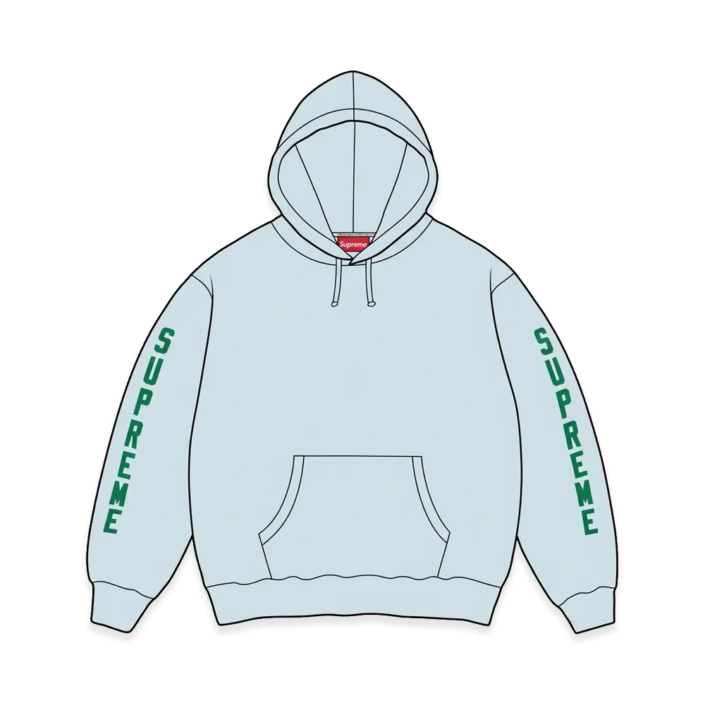 Supreme Washed Logo Hooded Sweatshirt "Light Blue"