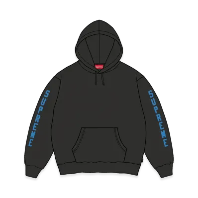 Supreme Washed Logo Hooded Sweatshirt "Black"