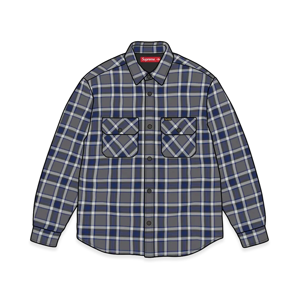 Supreme Quilted Lined Flannel Snap Shirt "Black"