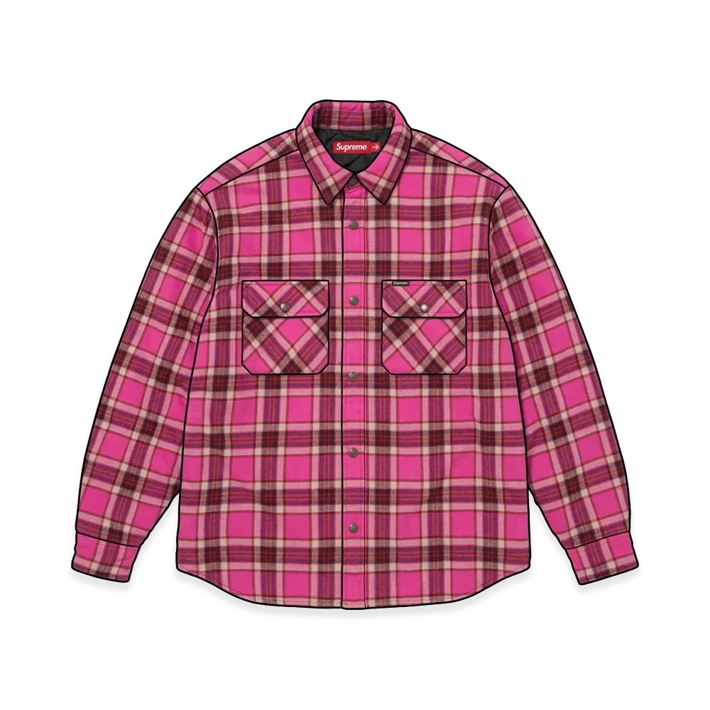 Supreme Quilted Lined Flannel Snap Shirt "Pink"