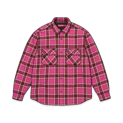 Supreme Quilted Lined Flannel Snap Shirt "Pink"