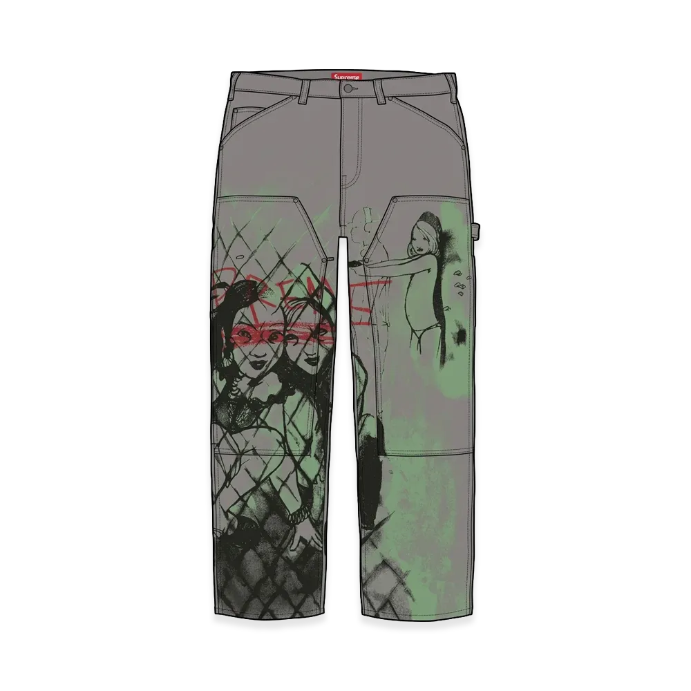 Supreme Rita Ackermann Double Knee Painter Pant "Grey"