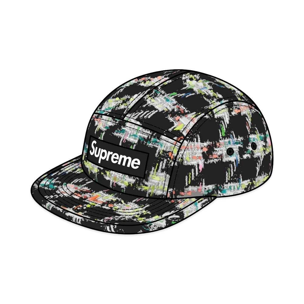 Supreme Metallic Bouclé Camp Cap "Black"