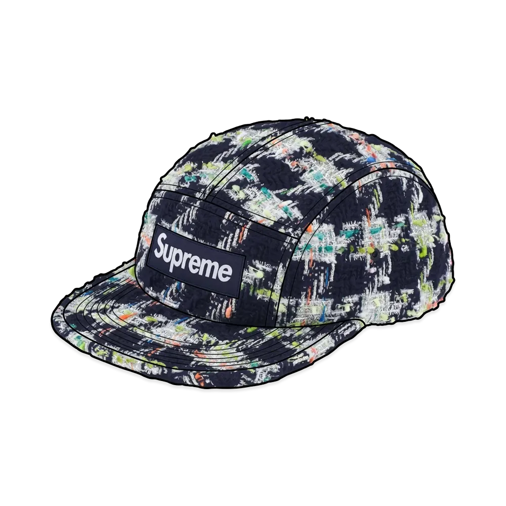Supreme Metallic Bouclé Camp Cap "Navy"
