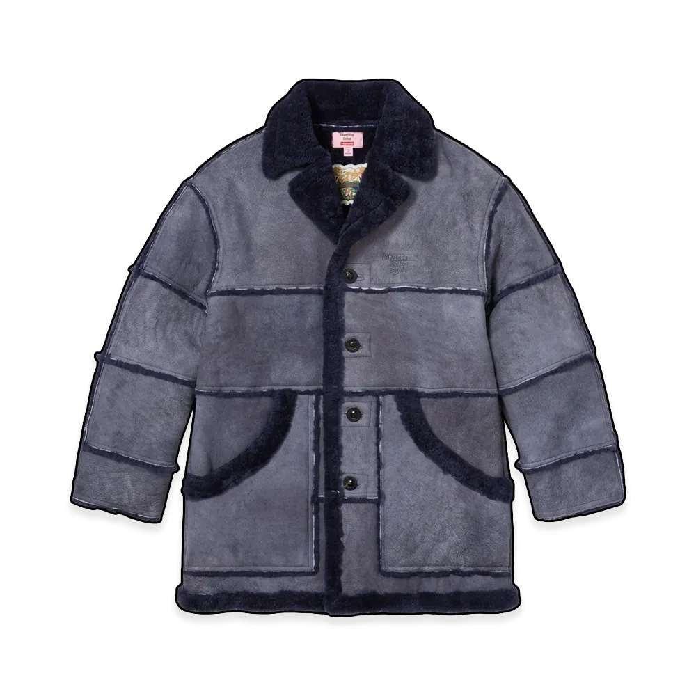 Supreme x Martine Rose x Jeff Hamilton Shearling Coat "Navy"